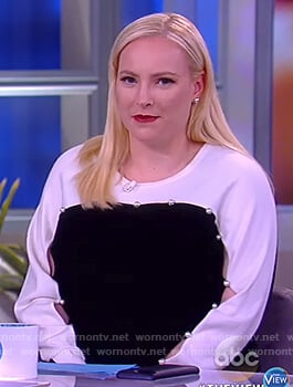 Meghan’s colorblock pearl embellished sweater on The View