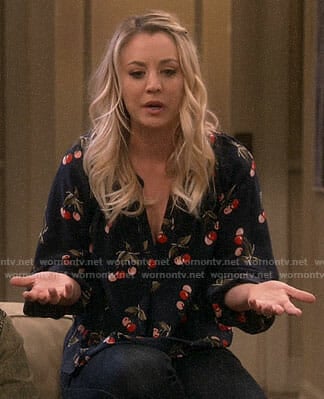 Penny's cherry print top on The Big Bang Theory
