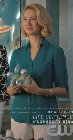 Petra's teal blue button down shirt on Jane the Virgin