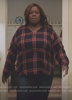 Ruby’s plaid tassel top on Good Girls