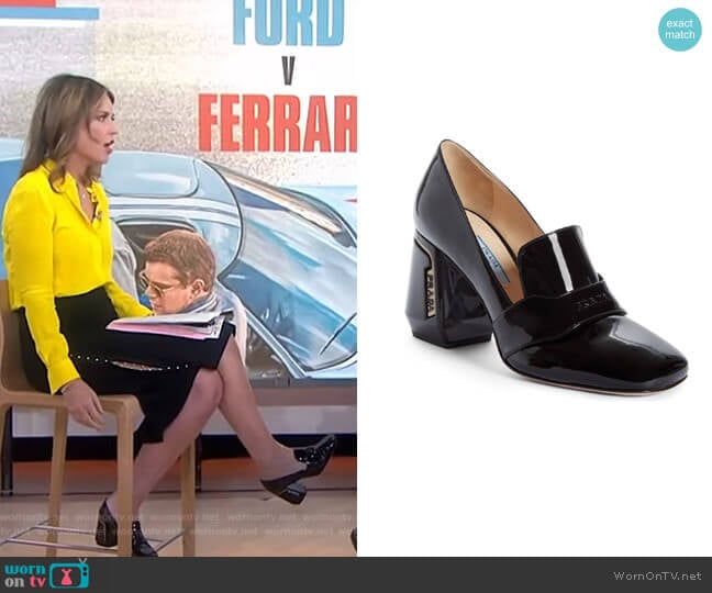 Block Heel Loafer Pump by Prada worn by Savannah Guthrie on Today