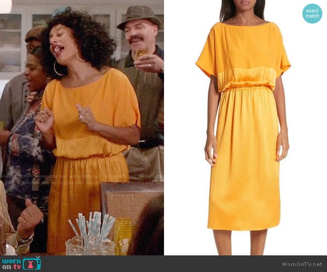 Rachel Comey Tonic Silk Midi Dress worn by Rainbow Johnson (Tracee Ellis Ross) on Black-ish