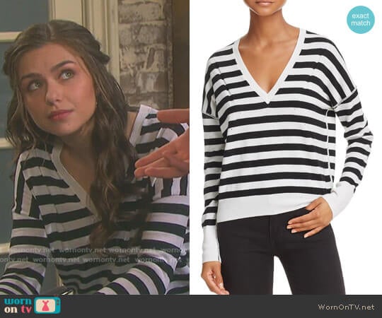 Stripe V-Neck Sweater by Rag & Bone worn by Ciara Brady (Victoria Konefal) on Days of our Lives