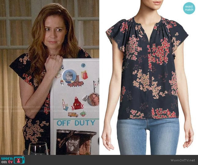 Rebecca Taylor Phlox Blouse worn by Lena (Jenna Fischer) on Splitting Up Together