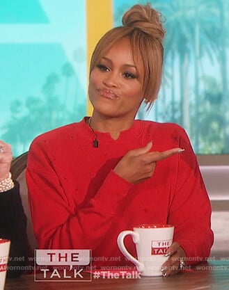 Eve’s red distressed sweatshirt on The Talk