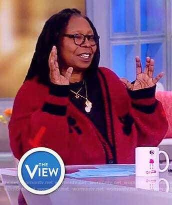 Whoopi's red patch cardigan on The View
