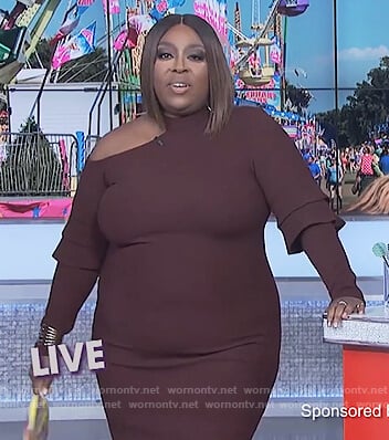 Loni’s burgundy shoulder cutout dress on The Real