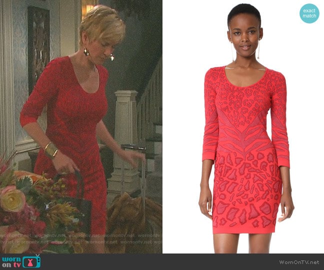 Leopard Mini Dress by Roberto Cavalli worn by Eve Donovan (Kassie DePaiva) on Days of our Lives