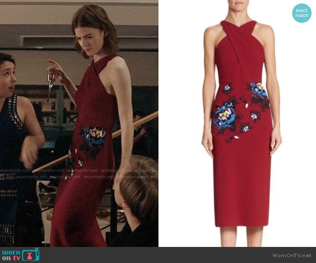 Roland Mouret Maxton Floral-Embroidered Midi Dress worn by Maia Rindell (Rose Leslie) on The Good Fight