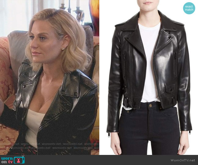 WornOnTV: Dorit's black monogram leather jacket and skirt on The
