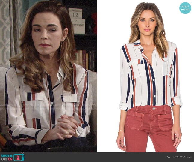 Sanctuary Silk Tailored Boyfriend Shirt  worn by Victoria Newman (Amelia Heinle) on The Young and the Restless