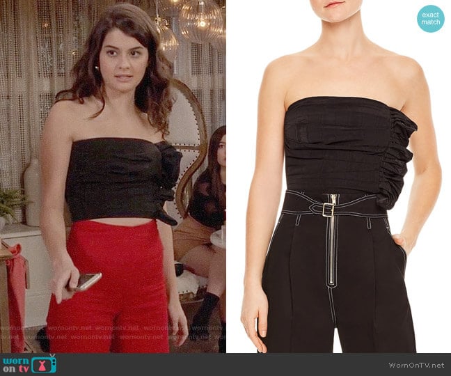 Sandro Britany Strapless Top worn by Sabrina Pemberton (Sofia Black D'Elia) on The Mick