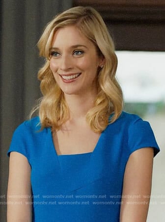 Serena's blue cap sleeve dress on UnReal