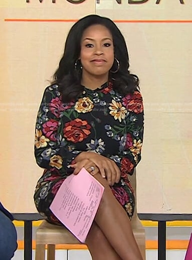 Sheinelle’s black floral dress on Today