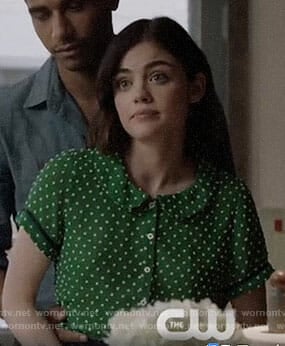 Stella’s green dotted top on Life Sentence
