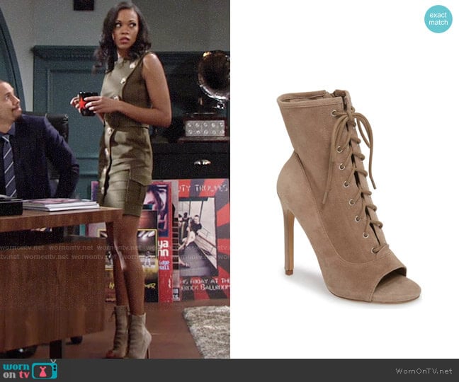 Steve Madden Saint Lace-up Bootie worn by Hilary Curtis (Mishael Morgan) on The Young and the Restless