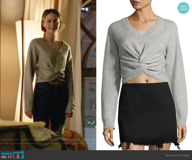 T by Alexander Wang Twist Front Sweater worn by Thea Queen (Willa Holland) on Arrow