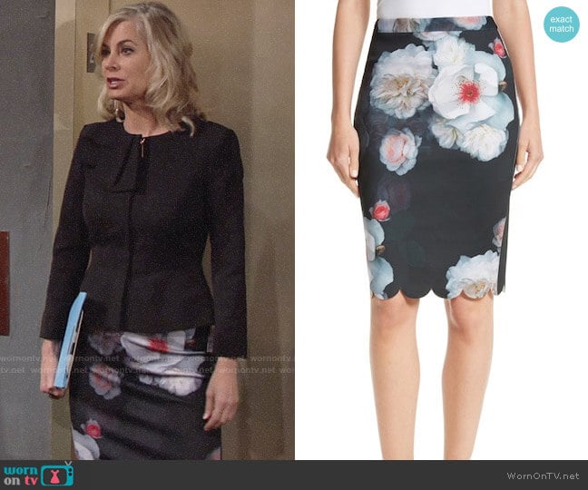 Ted Baker Laylie Chelsea Print Pencil Skirt worn by Ashley Abbott (Eileen Davidson) on The Young and the Restless