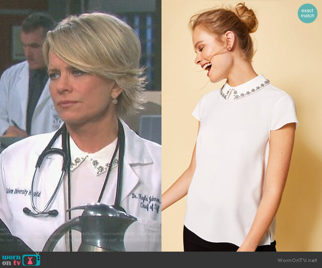 'Tillda' Embellished Collar Top by Ted Baker worn by Kayla Brady (Mary Beth Evans) on Days of our Lives