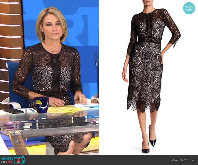 Lace Mix Openwork Dress by The Kooples worn by Amy Robach on Good Morning America