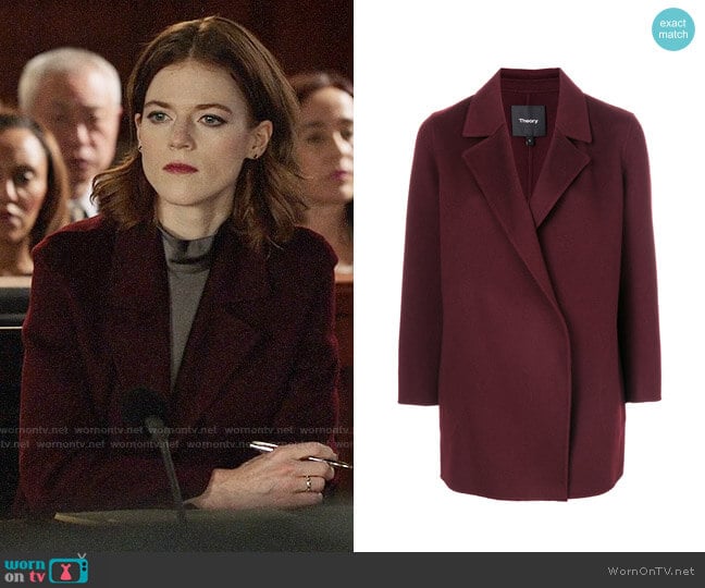 Theory Clairene Coat worn by Maia Rindell (Rose Leslie) on The Good Fight