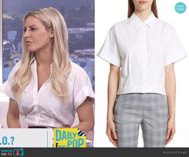 Stretch Cotton Crop Button Down Shirt by Theory worn by Morgan Stewart on E! News