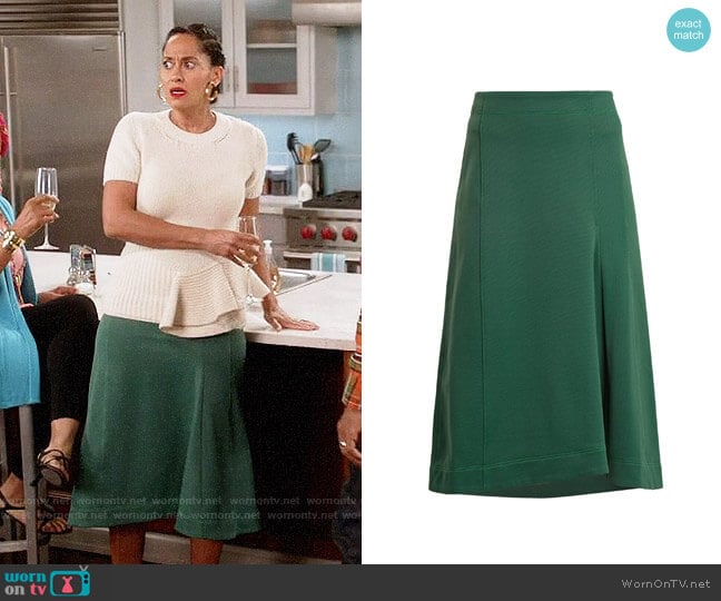 Tibi Topstitched knee-length A-line skirt worn by Rainbow Johnson (Tracee Ellis Ross) on Black-ish