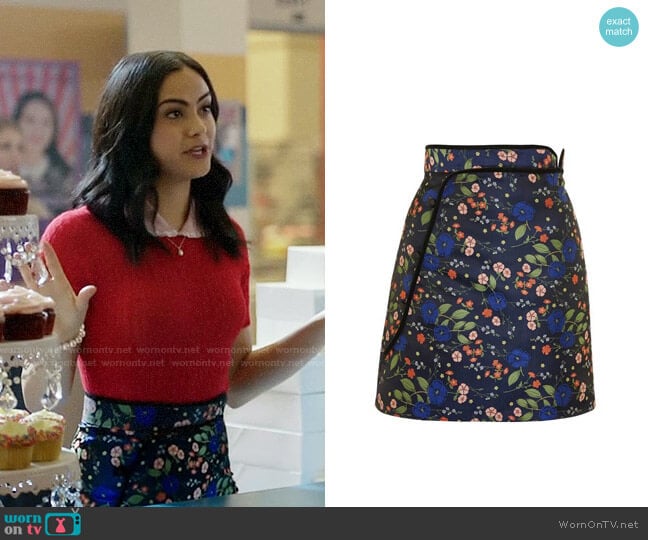 Topshop Satin Jacquard Wrap Skirt worn by Veronica Lodge (Camila Mendes) on Riverdale