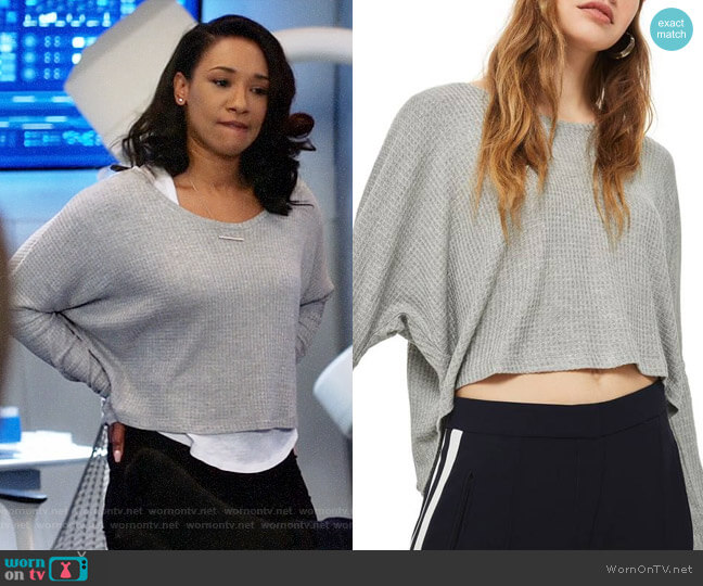 Topshop Waffle Knit Sweatshirt worn by Iris West (Candice Patton) on The Flash