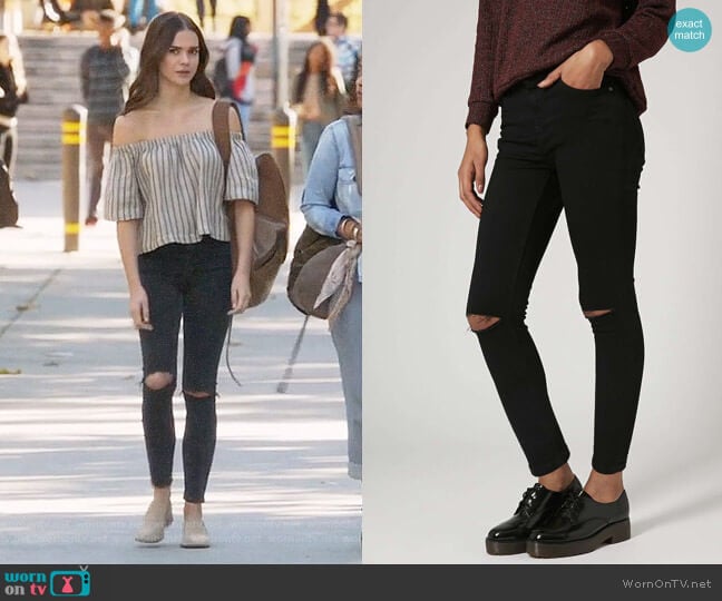 Topshop MOTO Black Ripped Jamie Jeans worn by Callie Jacob (Maia Mitchell) on The Fosters