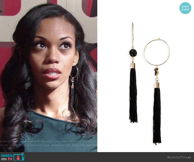 Topshop Hoop Tassel Earrings worn by Hilary Curtis (Mishael Morgan) on The Young and the Restless