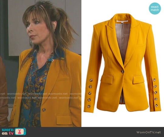 Steele Cutaway Button-Cuff Tailored Jacket by Veronica Beard worn by Kate Roberts (Lauren Koslow) on Days of our Lives