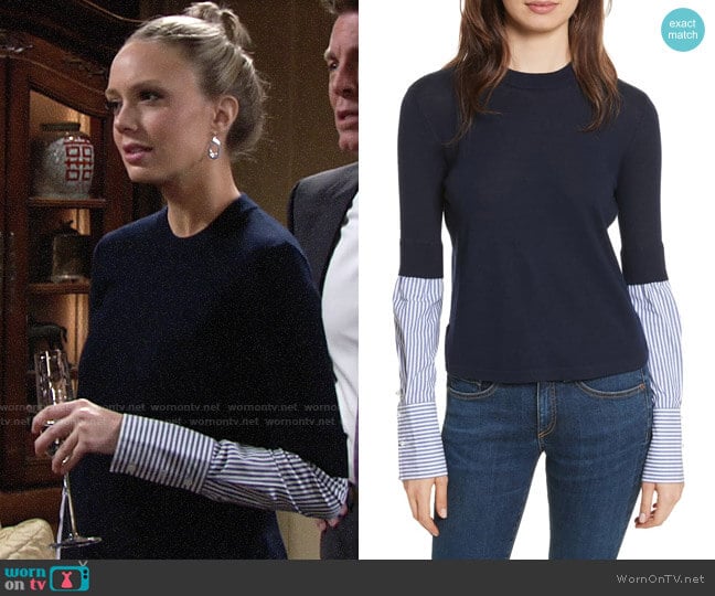 Veronica Beard Roscoe Sweater worn by Abby Newman (Melissa Ordway) on The Young and the Restless