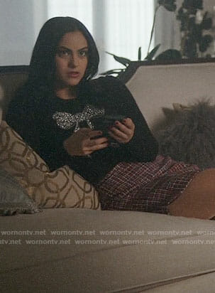 Veronica’s sweater with pearl embellished bow on Riverdale