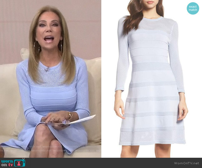 Mix Stitch Pointelle Fit & Flare Dress by Vince Camuto worn by Kathie Lee Gifford  on Today