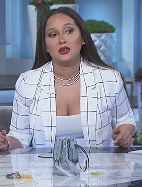 Adrienne's white check blazer on The Real
