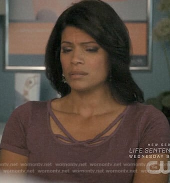 Xiomara’s purple strappy tee on Jane the Virgin