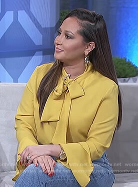 Adrienne’s yellow neck tie top on The Real