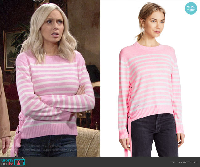 WornOnTV: Abby’s pink striped sweater with lace-up side on The Young ...