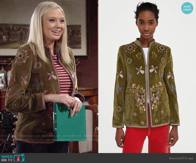 Zara Embroidered Jacket worn by Abby Newman (Melissa Ordway) on The Young and the Restless