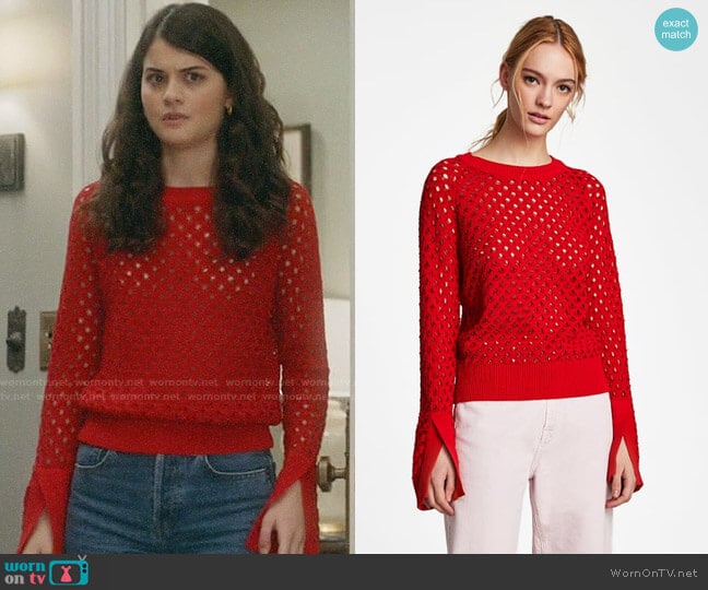 Zara Openwork Sweater worn by Sabrina Pemberton (Sofia Black D'Elia) on The Mick