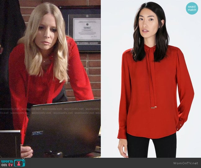 Zara Bowed Blouse worn by Christine Blair Williams (Lauralee Bell) on The Young and the Restless