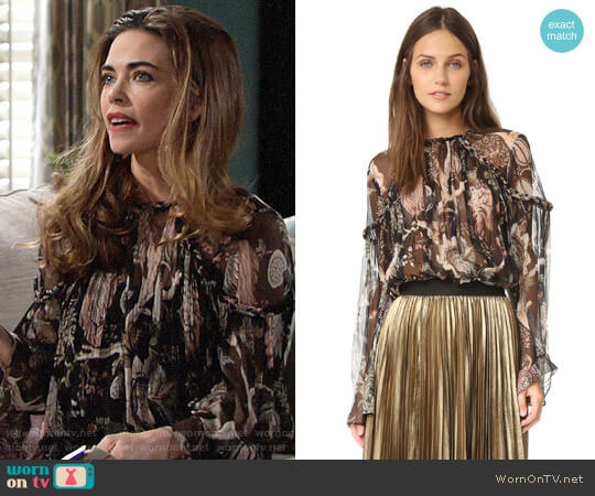 WornOnTV: Victoria’s printed blouse on The Young and the Restless