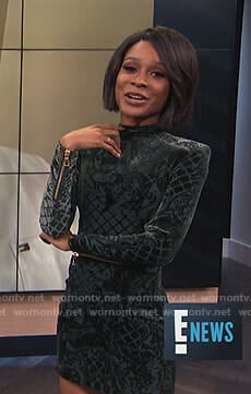 Zuri’s green velvet mini dress on E! News