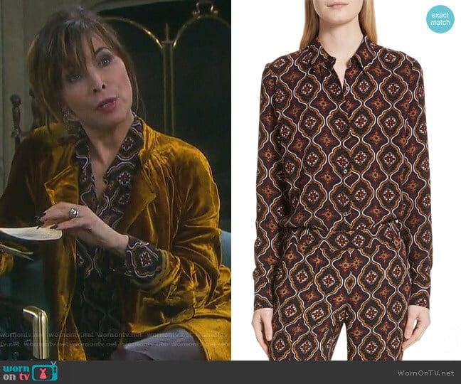 Aubrey Print Silk Top by ALC worn by Kate Roberts (Lauren Koslow) on Days of our Lives