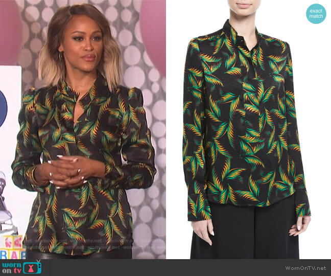 WornOnTV: Eve’s black palm leaf print blouse on The Talk | Eve ...