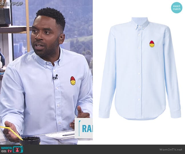 Shirt With Smiley Patch by AMI Alexandre Mattiussi worn by Justin Sylvester on E! News