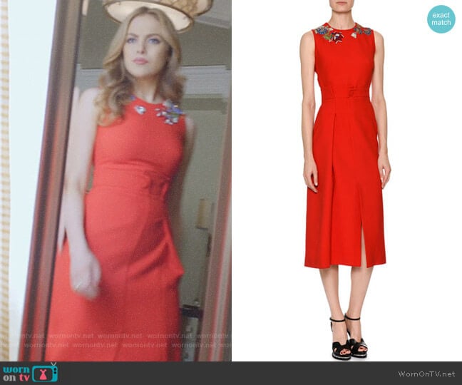 Wornontv Fallons Red Embellished Neck Dress On Dynasty Elizabeth