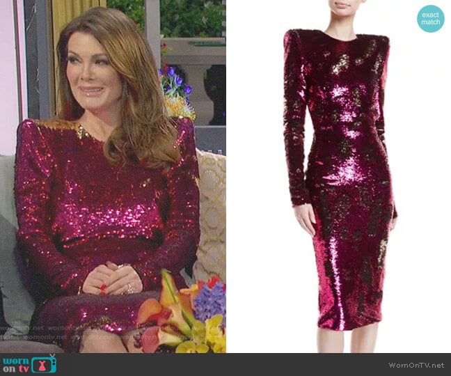 Sequined Long-Sleeve Open-Back Cocktail Dress by Alexandre Vauthier worn by Lisa Vanderpump on The Real Housewives of Beverly Hills