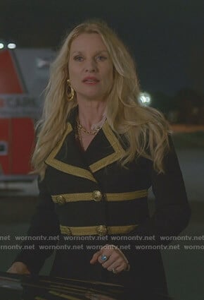 Alexis’s black military coat on Dynasty